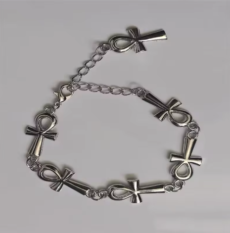 Silver infinity cross bracelet