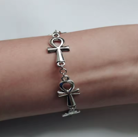 Silver infinity cross bracelet
